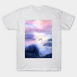 Above the clouds Watercolor Artwork T-Shirt